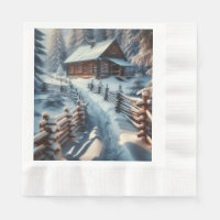 Cabine du journal d'hiver sur un jour de neige Noë