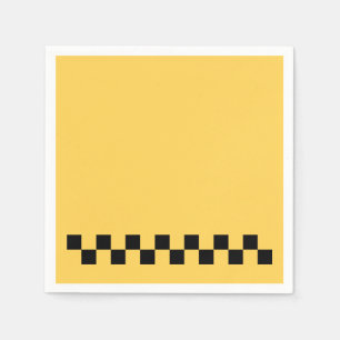 Serviette En Papier Cabine jaune à damiers motif