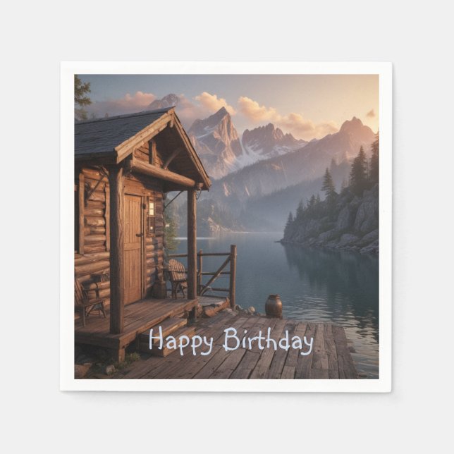 Serviette En Papier Cabine Sur Le Lac (Devant)