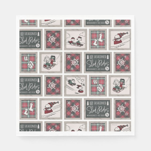 Serviette En Papier cacahuètes | Ancien Motif de traîneau (Devant)