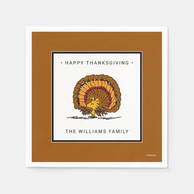 Serviette En Papier cacahuètes | Bon thanksgiving Woodstock Turquie (Devant)