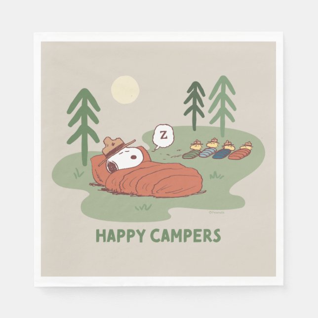 Serviette En Papier cacahuètes | Campeurs de couchage Snoopy & Woodsto (Devant)