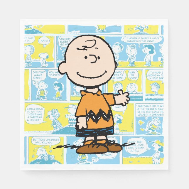 Serviette En Papier cacahuètes | Charlie Brown Motif de bande dessinée (Devant)