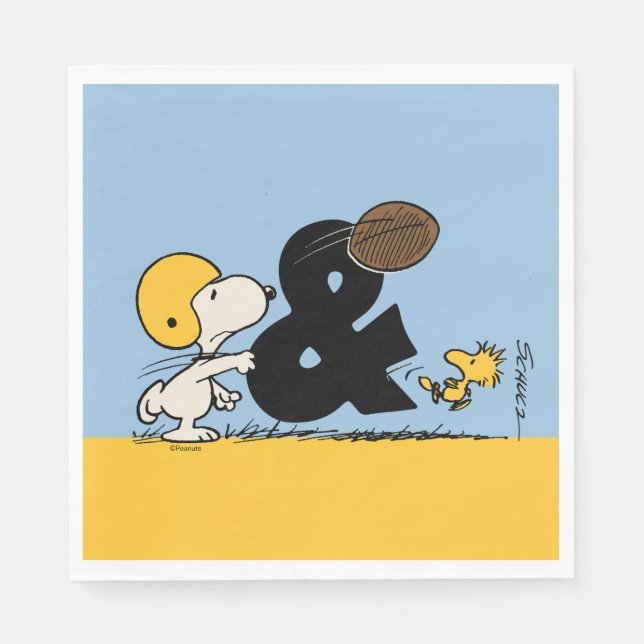 Serviette En Papier cacahuètes | Football Snoopy & Woodstock (Devant)