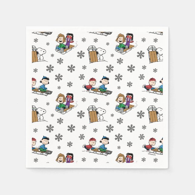 Serviette En Papier cacahuètes | Hiver Sledding Fun Motif (Devant)
