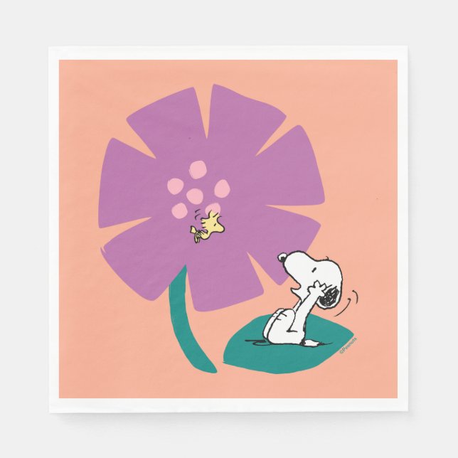 Serviette En Papier cacahuètes | Illustration de la nature Fleur pourp (Devant)