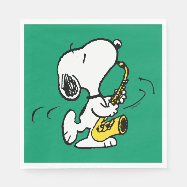 Serviette En Papier cacahuètes | Lecteur Snoopy Saxophone (Devant)