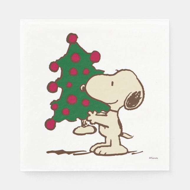 Serviette En Papier cacahuètes | Snoopy Christmas Tree (Devant)