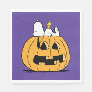 Serviette En Papier cacahuètes   Snoopy et Woodstock Jack-O-Lantern
