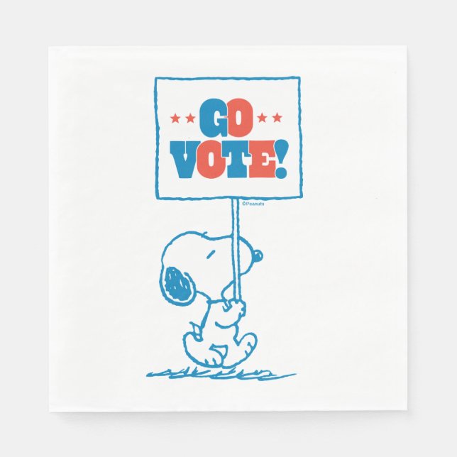 Serviette En Papier cacahuètes | Snoopy - Go Vote Sign (Devant)