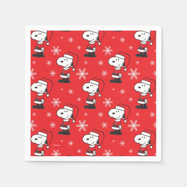 Serviette En Papier cacahuètes | Snoopy Santa Claus (Devant)