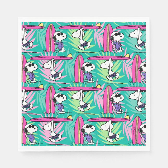 Serviette En Papier cacahuètes | Snoopy Turquoise Surf Motif (Devant)