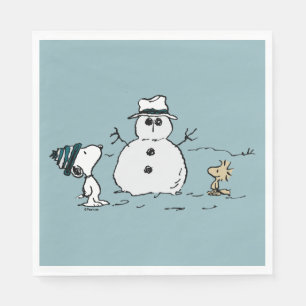 Serviette En Papier cacahuètes   Snoopy & Woodstock Build A Snowman