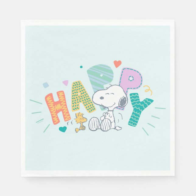 Serviette En Papier cacahuètes | Snoopy & Woodstock Happy (Devant)