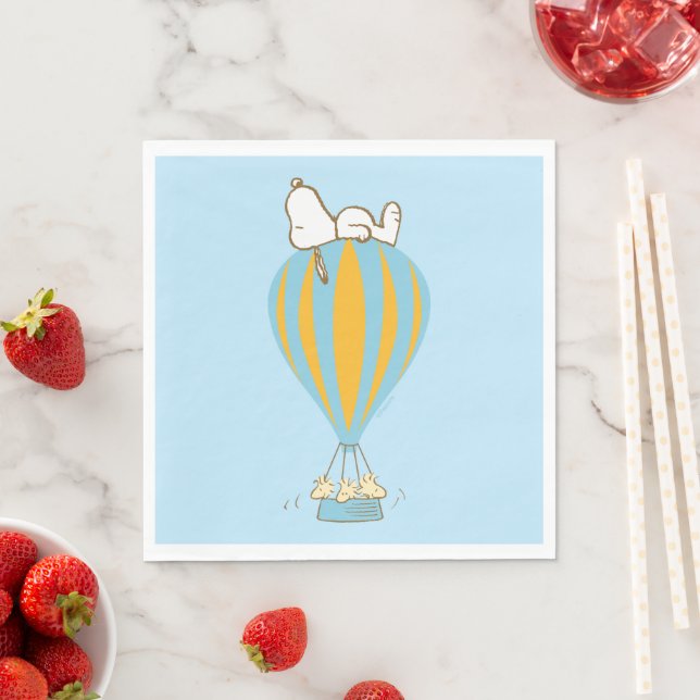 Serviette En Papier cacahuètes | Snoopy & Woodstock Hot Air Balloon (En situation)
