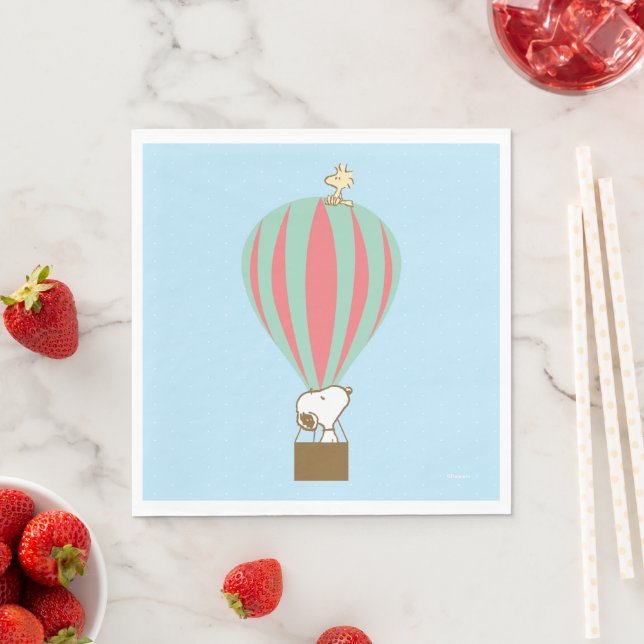 Serviette En Papier cacahuètes | Snoopy & Woodstock Hot Air Balloon (En situation)