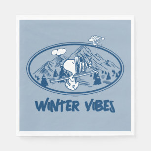 Serviette En Papier cacahuètes Snoopy & Woodstock Skiing