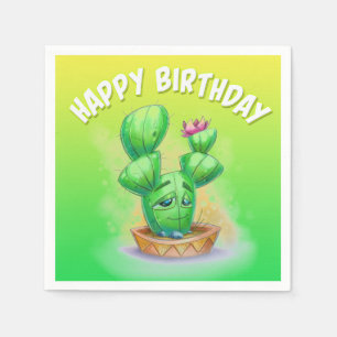 Serviette En Papier Cactus à caricatures d'anniversaire 