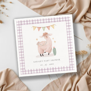 Serviette En Papier Cactus Boho Llama mignonne violet plaid Baby showe
