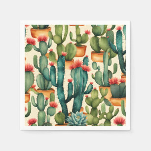 Serviette En Papier Cactus coloré aquarelle art