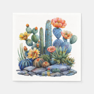 Serviette En Papier Cactus florissants et succulents