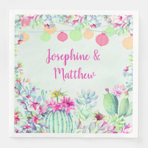 Serviette En Papier Cactus Lantern Fiesta Succulents Couples Douche