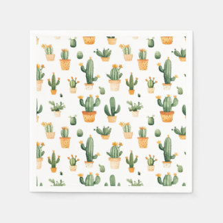 Serviette En Papier Cactus pointillés sur blanc