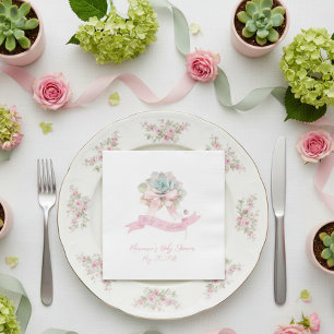 Serviette En Papier Cactus Ruban rose bébé fille douche serviettes