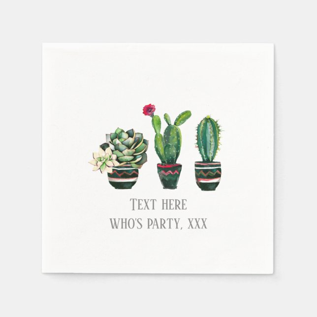 Serviette En Papier cactus, succulent, aquarelle, fiesta, mexicaine, (Devant)