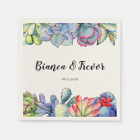 Cactus succulent aquarelle mariage papier serviett
