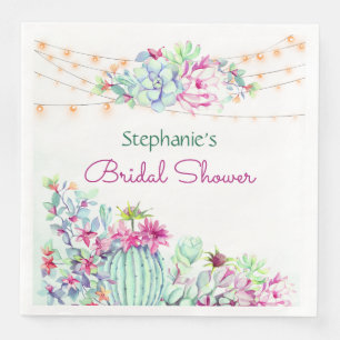 Serviette En Papier Cactus Succulents Chaîne Lumières Fête des mariées