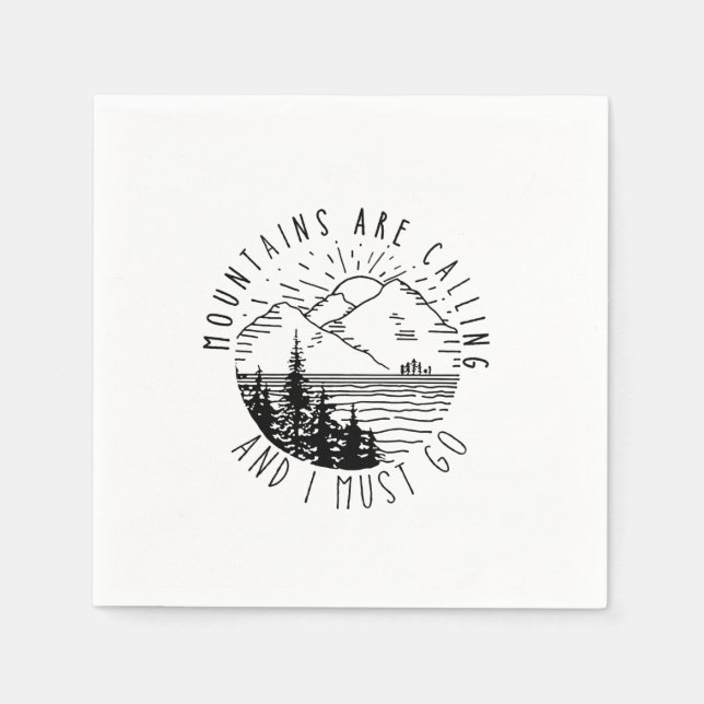 Serviette En Papier Cadeau Camper | Les Montagnes Appelent Et Je Dois  (Devant)
