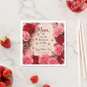 SERVIETTE EN PAPIER CADEAU D'AMOUR POUR LA FÊTE DES MÈRES