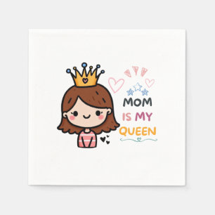 Serviette En Papier Cadeau de la fête des mères   Maman est ma reine