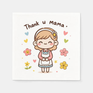 Serviette En Papier Cadeau de la fête des mères   Merci Mama
