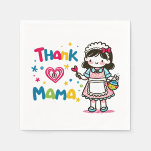 Serviette En Papier Cadeau de la fête des mères   Merci Mama