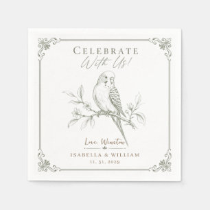 Serviette En Papier Cadeau de mariage sur mesure Budgie Célébrer oisea