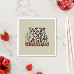 Serviette En Papier Cadeau de Noël de fête de famille de Noël Howdy Ho