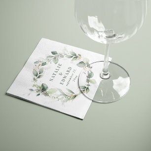 Serviette En Papier Cadeau d'eucalyptus à l'aquarelle élégant pour mar