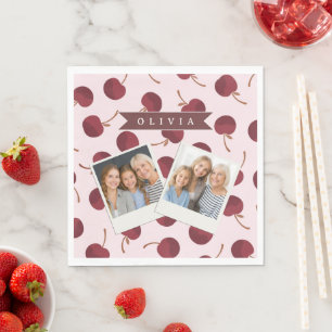 Serviette En Papier Cadeau personnalisé avec motif cerise esthétique e