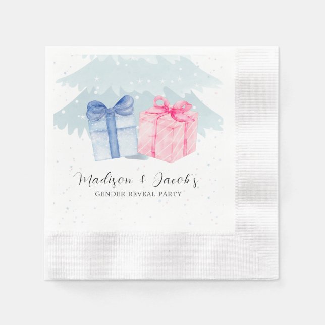 Serviette En Papier Cadeaux bleus ou roses Révélation de genre (Devant)