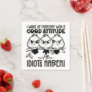 Serviette En Papier Cadeaux de citation d'oiseau drôle Idiots Happen