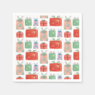 Serviette En Papier Cadeaux de Noël rétro Illustration