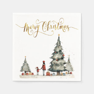 Serviette En Papier Cadeaux de Noël sous l'arbre