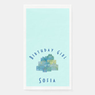 Serviette En Papier Cadeaux mignons pour Anniversaire Fille Bleu Vert