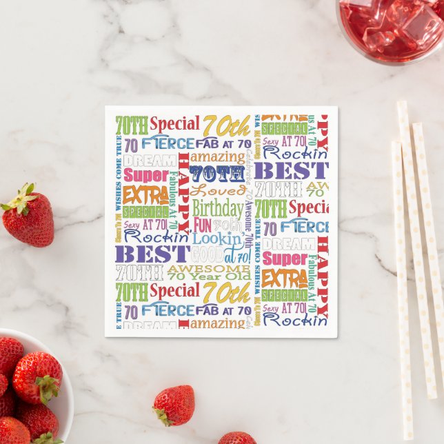 Serviette En Papier Cadeaux Uniques Et Spéciaux 70e Anniversaire (En situation)