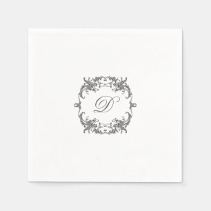 Serviette En Papier Cadre baroque élégant avec votre Monogramme initia