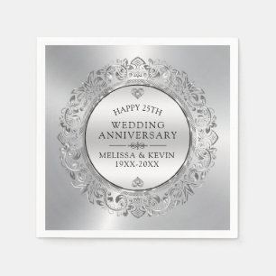 Serviette En Papier Cadre circulaire Tourbillonnant Mariage en argent