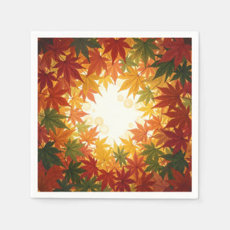 Serviette En Papier Cadre circulaire vibrant de feuille d'érable autom