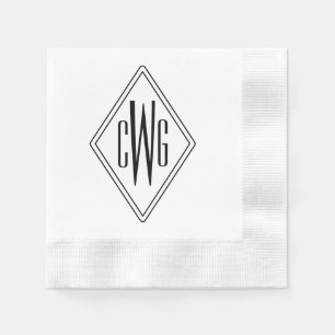 Serviette En Papier Cadre de diamant Mongm #5 Simple 3 Lettre initiale